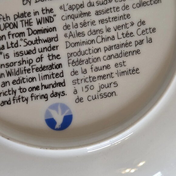 Vintage Dominion China 87 Southward Bound Limited Edition Collector Plate 9573C - Picture 7 of 7
